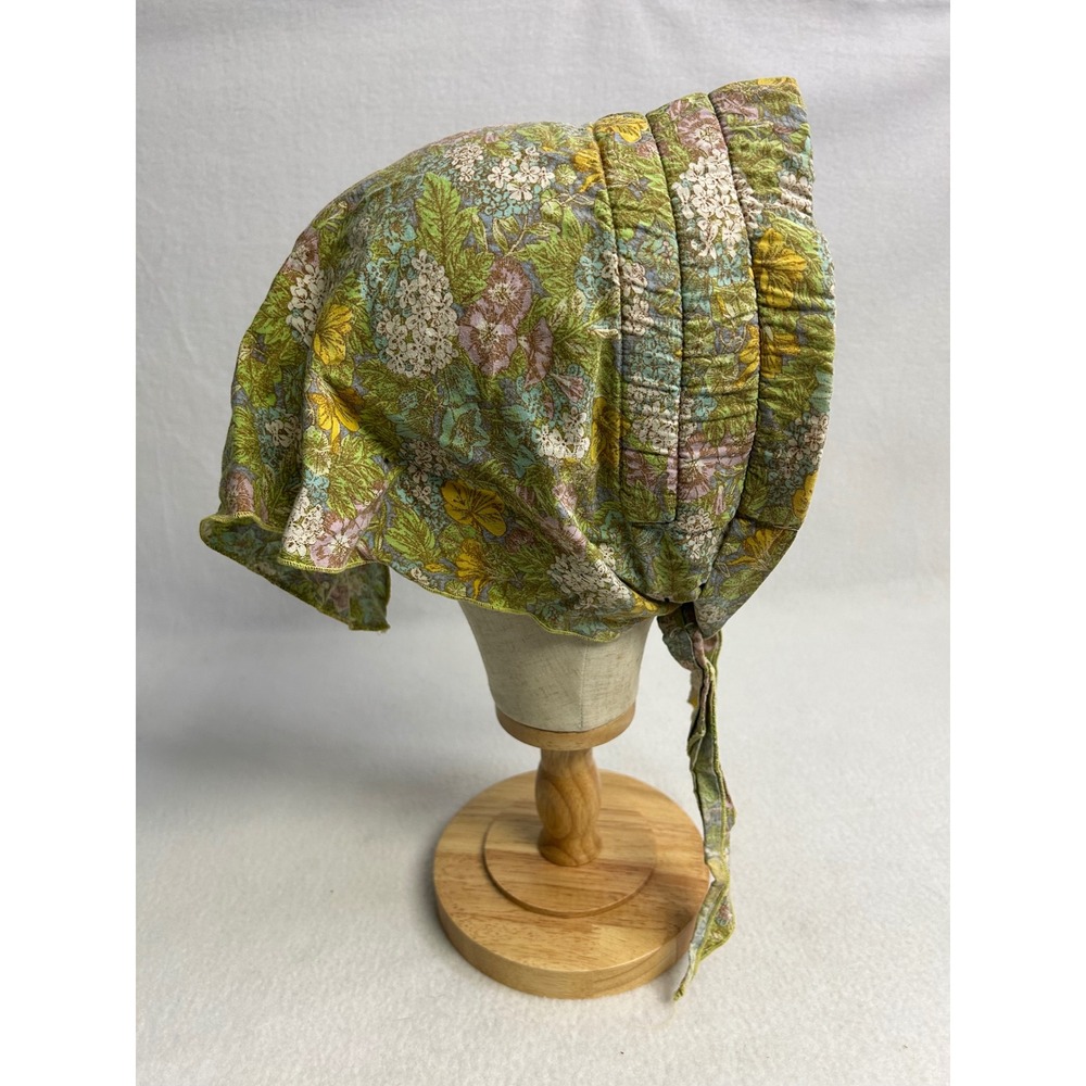 Cottagecore Vintage Womens OS Green Floral Quilted Hair Band